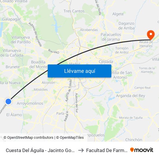 Cuesta Del Águila - Jacinto González to Facultad De Farmacia map