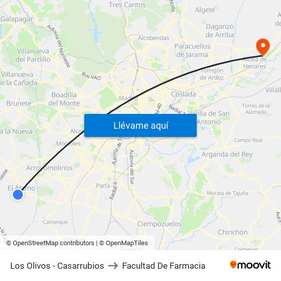 Los Olivos - Casarrubios to Facultad De Farmacia map