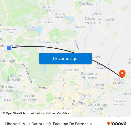 Libertad - Villa Carlota to Facultad De Farmacia map