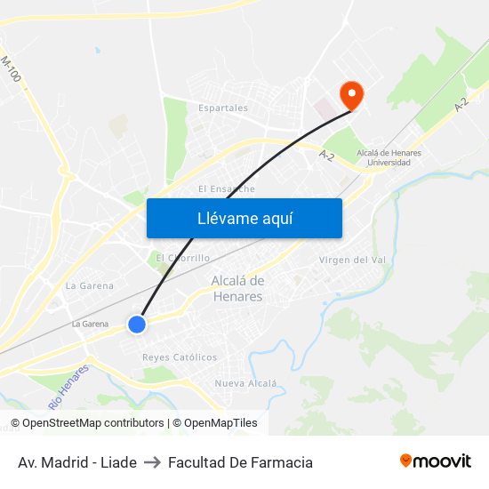 Av. Madrid - Liade to Facultad De Farmacia map