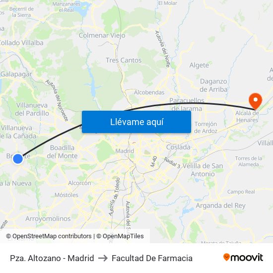 Pza. Altozano - Madrid to Facultad De Farmacia map