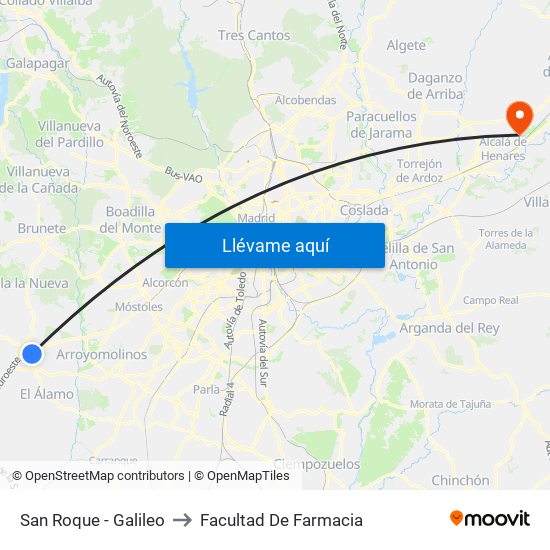 San Roque - Galileo to Facultad De Farmacia map