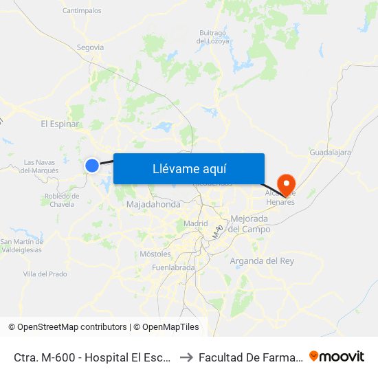 Ctra. M-600 - Hospital El Escorial to Facultad De Farmacia map