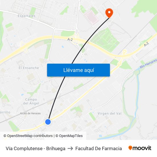Vía Complutense - Brihuega to Facultad De Farmacia map