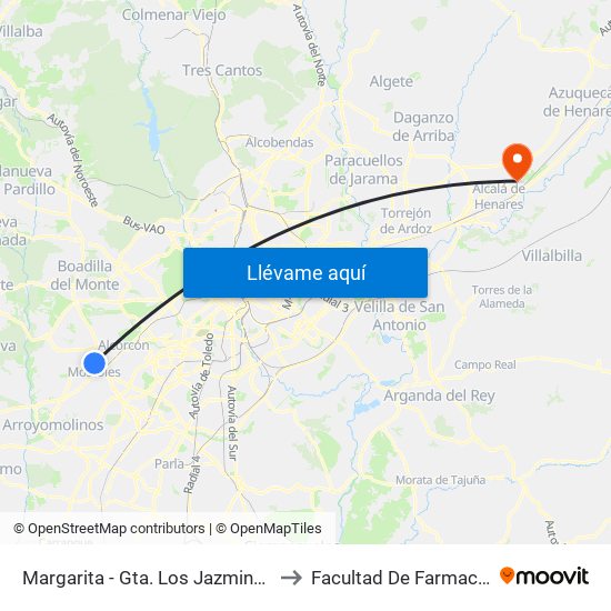 Margarita - Gta. Los Jazmines to Facultad De Farmacia map