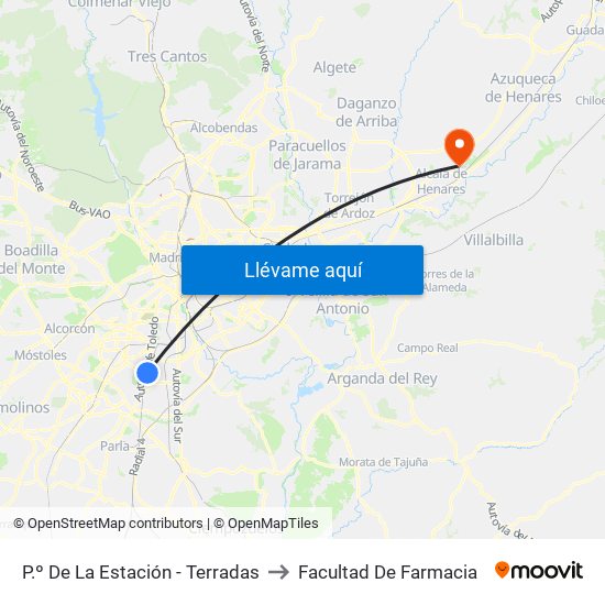 P.º De La Estación - Terradas to Facultad De Farmacia map
