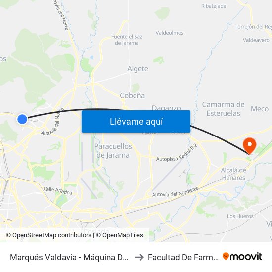 Marqués Valdavia - Máquina Del Tren to Facultad De Farmacia map