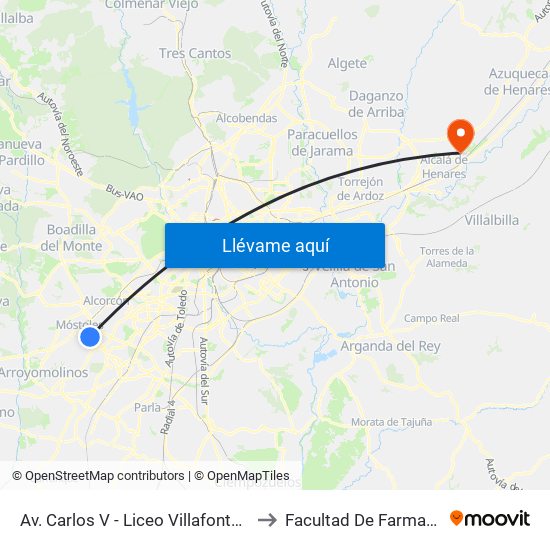 Av. Carlos V - Liceo Villafontana to Facultad De Farmacia map
