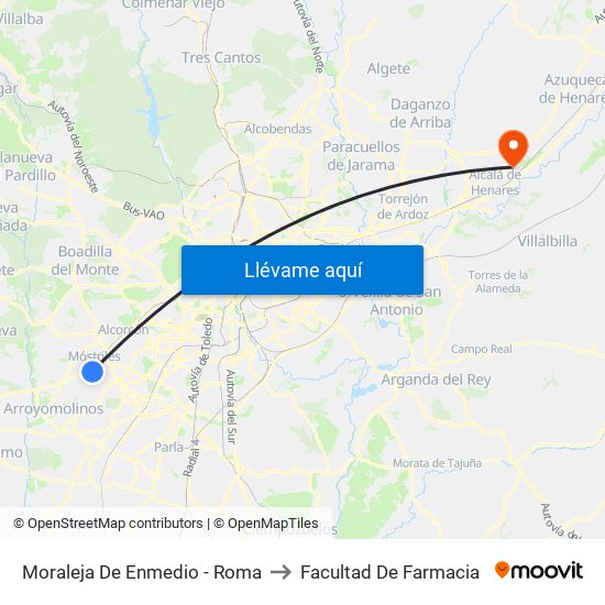 Moraleja De Enmedio - Roma to Facultad De Farmacia map