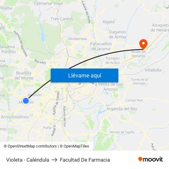 Violeta - Caléndula to Facultad De Farmacia map