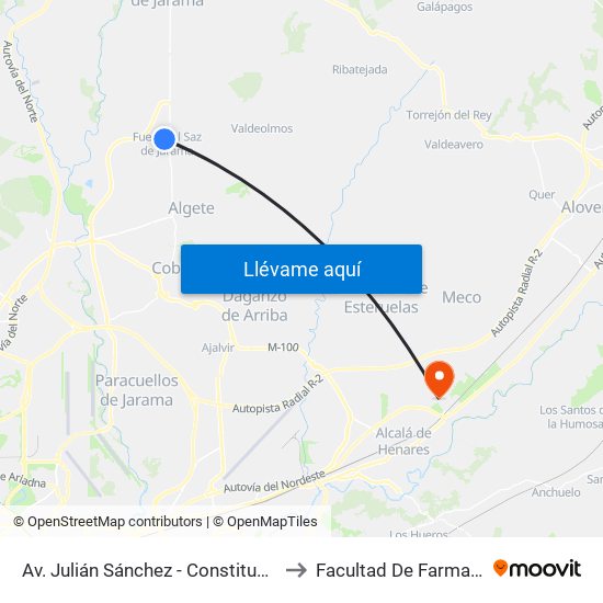 Av. Julián Sánchez - Constitución to Facultad De Farmacia map