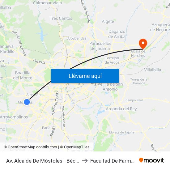 Av. Alcalde De Móstoles - Bécquer to Facultad De Farmacia map