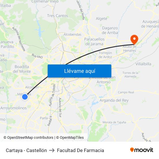 Cartaya - Castellón to Facultad De Farmacia map