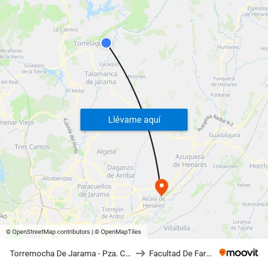 Torremocha De Jarama - Pza. Comercio to Facultad De Farmacia map