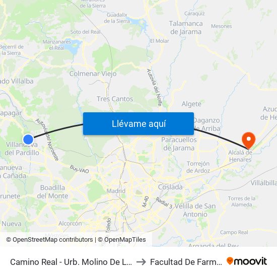 Camino Real - Urb. Molino De La Hoz to Facultad De Farmacia map