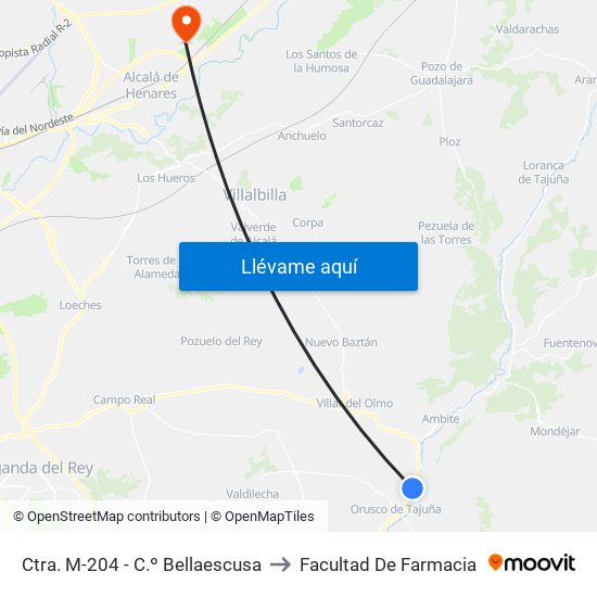 Ctra. M-204 - C.º Bellaescusa to Facultad De Farmacia map
