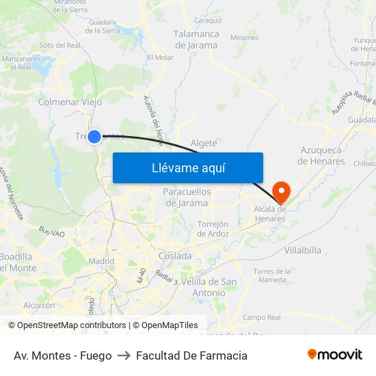 Av. Montes - Fuego to Facultad De Farmacia map