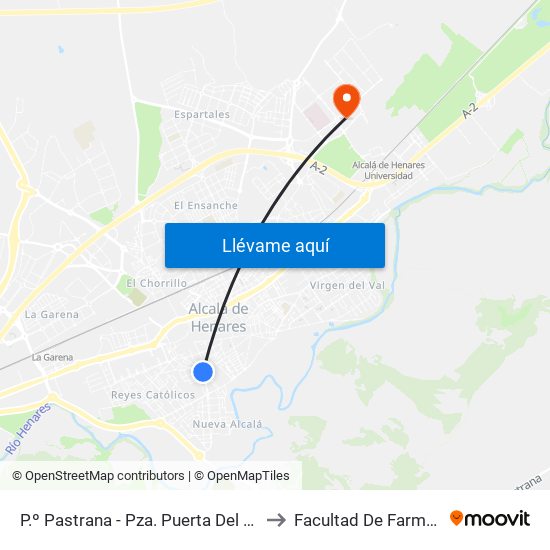 P.º Pastrana - Pza. Puerta Del Vado to Facultad De Farmacia map