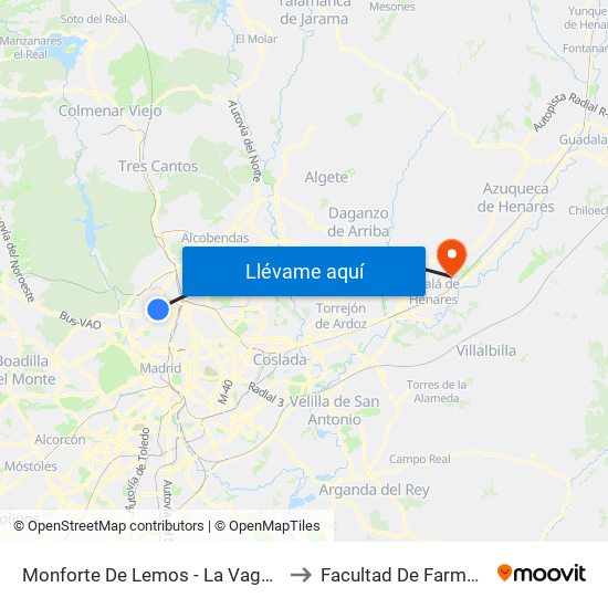 Monforte De Lemos - La Vaguada to Facultad De Farmacia map