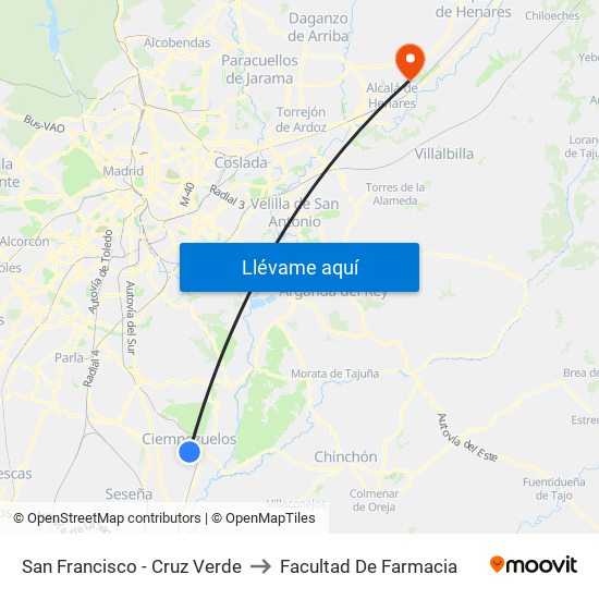 San Francisco - Cruz Verde to Facultad De Farmacia map