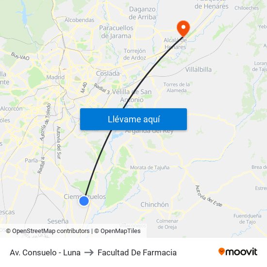 Av. Consuelo - Luna to Facultad De Farmacia map