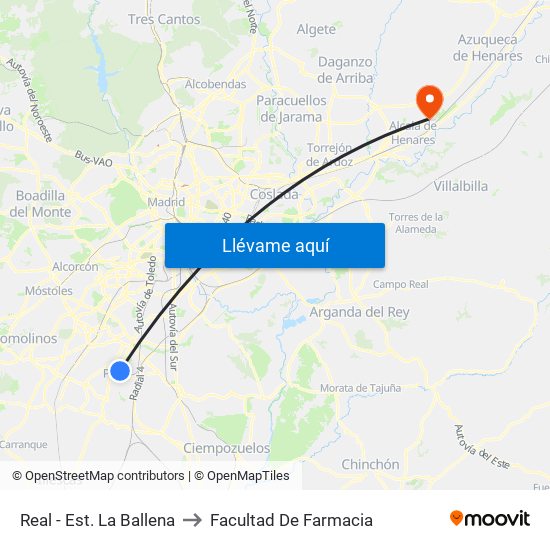 Real - Est. La Ballena to Facultad De Farmacia map