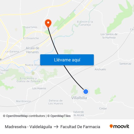 Madreselva - Valdeláguila to Facultad De Farmacia map