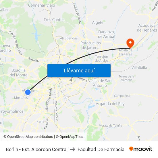 Berlín - Est. Alcorcón Central to Facultad De Farmacia map