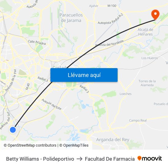 Betty Williams - Polideportivo to Facultad De Farmacia map