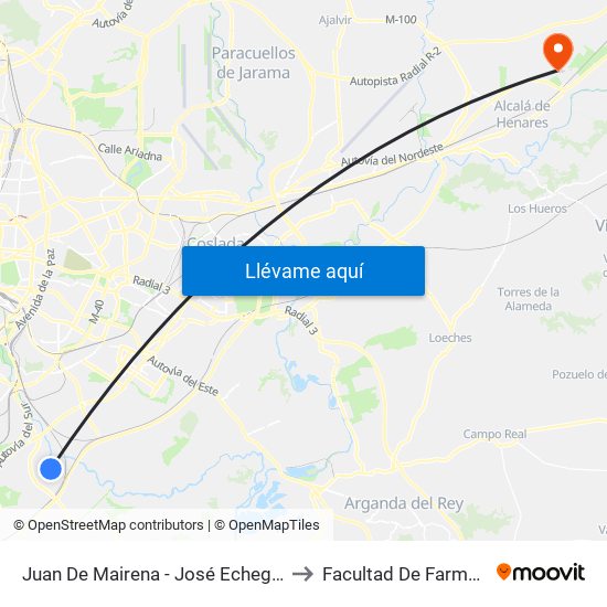 Juan De Mairena - José Echegaray to Facultad De Farmacia map