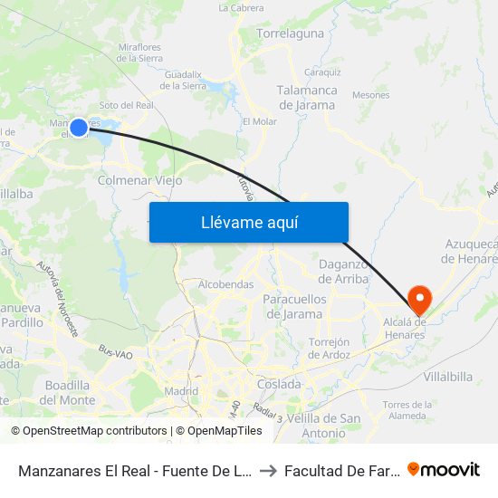 Manzanares El Real - Fuente De Las Ermitas to Facultad De Farmacia map