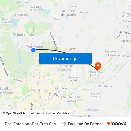 Pza. Estación - Est. Tres Cantos to Facultad De Farmacia map