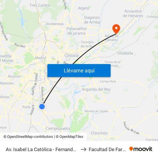 Av. Isabel La Católica - Fernando Católico to Facultad De Farmacia map