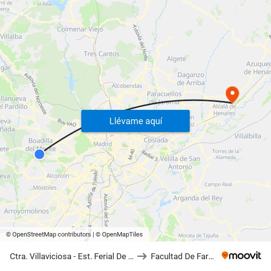 Ctra. Villaviciosa - Est. Ferial De Boadilla to Facultad De Farmacia map