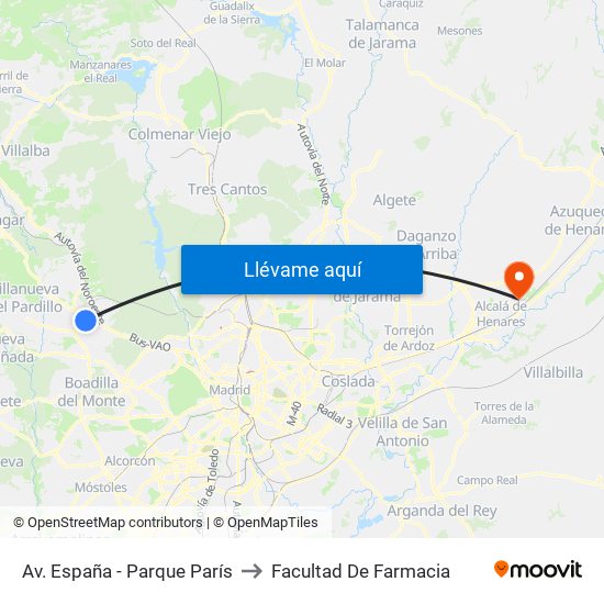 Av. España - Parque París to Facultad De Farmacia map