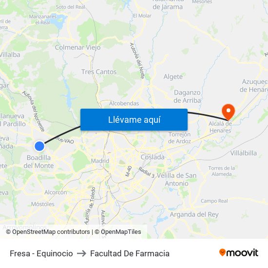 Fresa - Equinocio to Facultad De Farmacia map