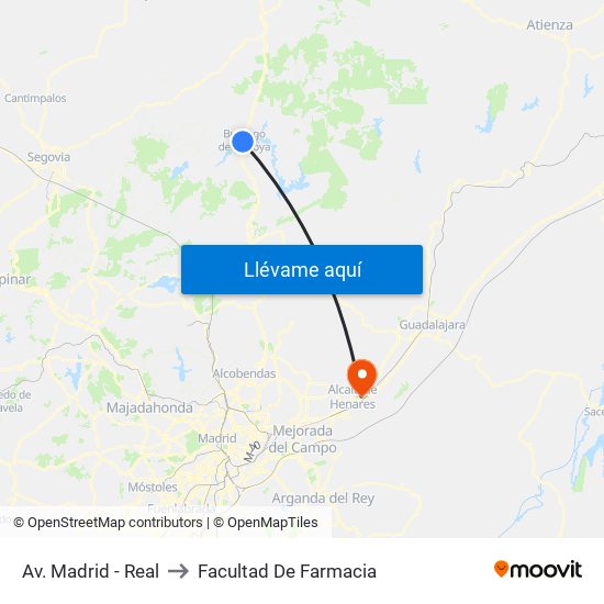Av. Madrid - Real to Facultad De Farmacia map