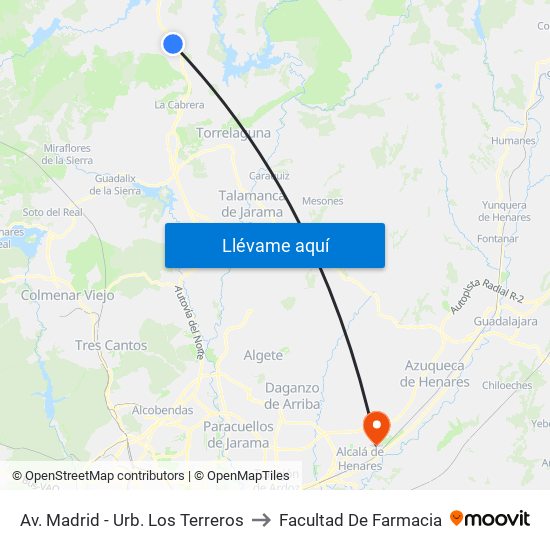 Av. Madrid - Urb. Los Terreros to Facultad De Farmacia map