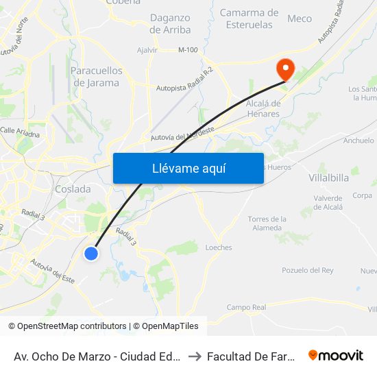Av. Ocho De Marzo - Ciudad Educativa to Facultad De Farmacia map
