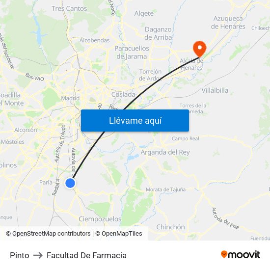 Pinto to Facultad De Farmacia map