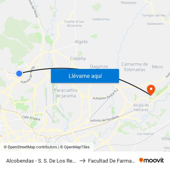 Alcobendas - S. S. De Los Reyes to Facultad De Farmacia map