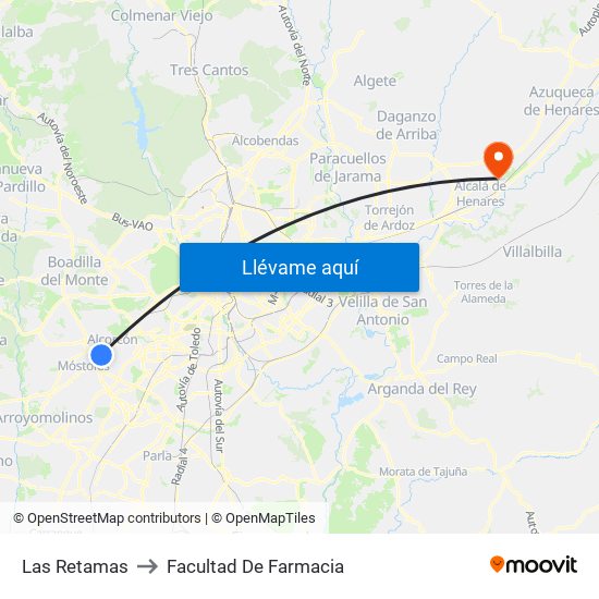 Las Retamas to Facultad De Farmacia map