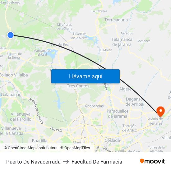 Puerto De Navacerrada to Facultad De Farmacia map
