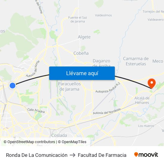 Ronda De La Comunicación to Facultad De Farmacia map