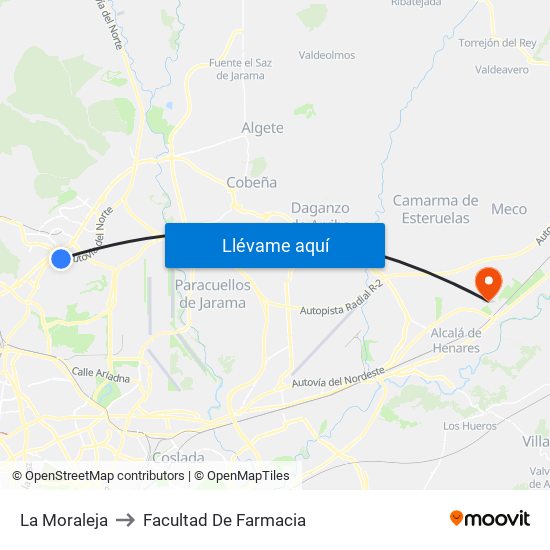 La Moraleja to Facultad De Farmacia map