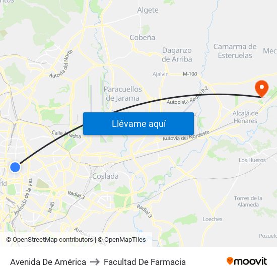 Avenida De América to Facultad De Farmacia map