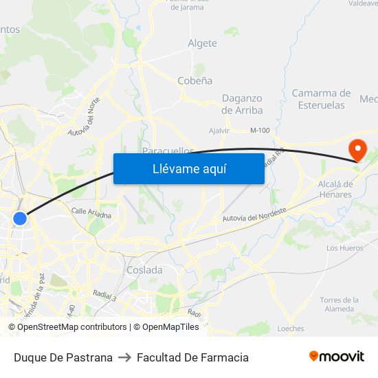 Duque De Pastrana to Facultad De Farmacia map