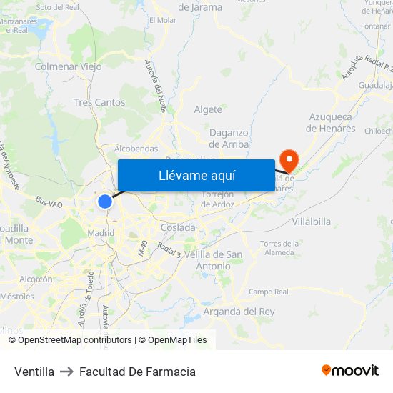 Ventilla to Facultad De Farmacia map