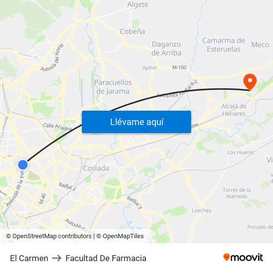 El Carmen to Facultad De Farmacia map