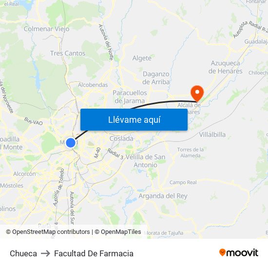 Chueca to Facultad De Farmacia map